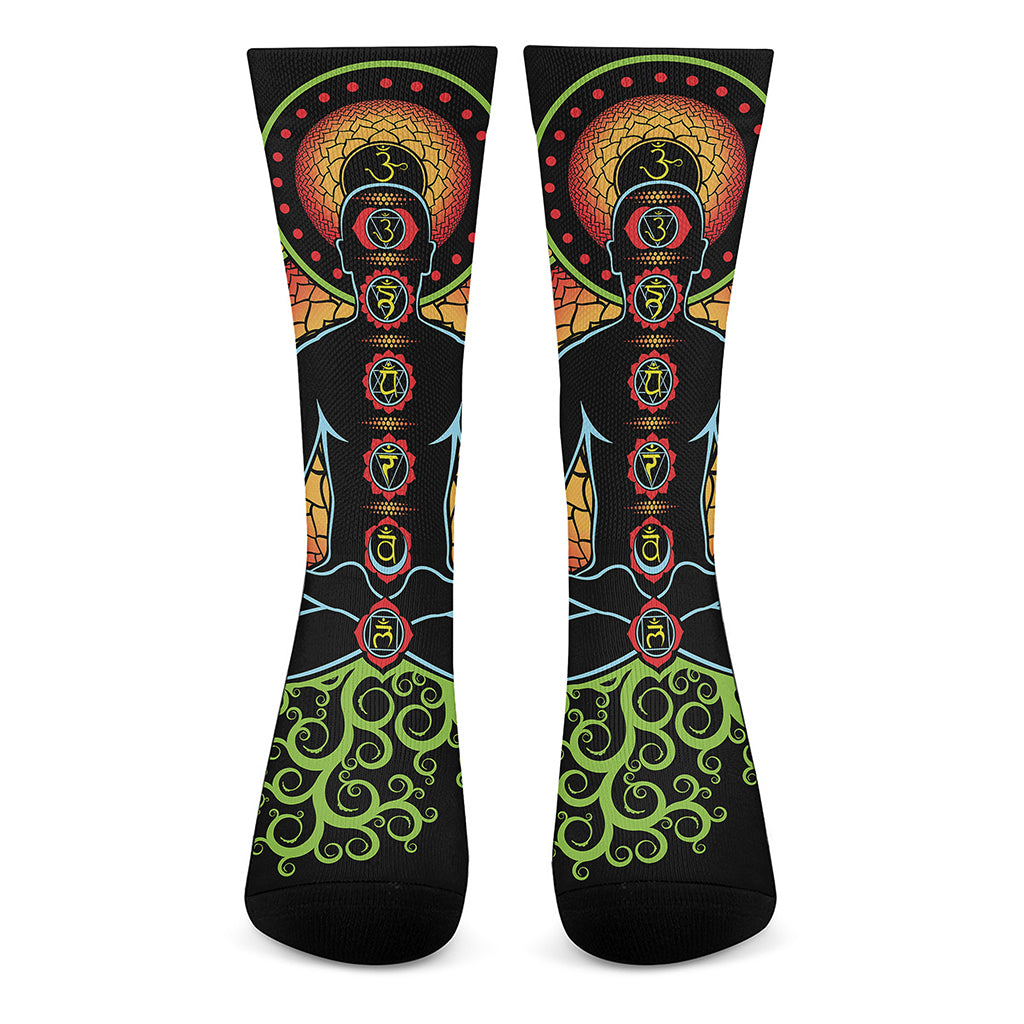 The Seven Chakras Print Crew Socks