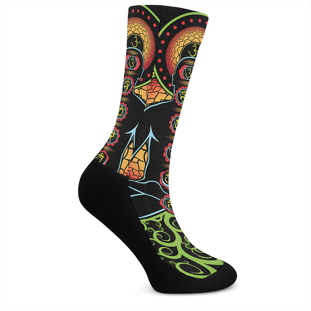 The Seven Chakras Print Crew Socks