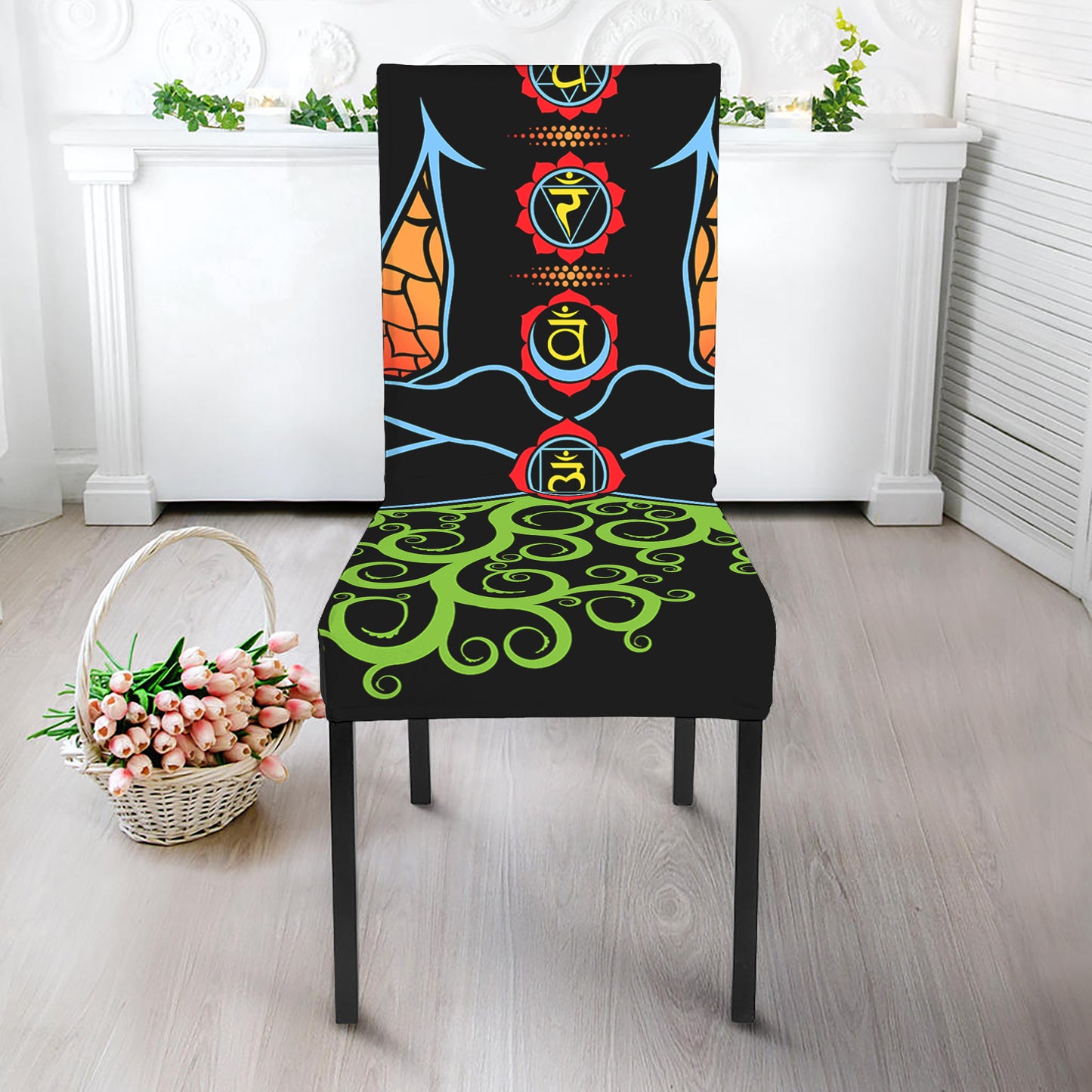 The Seven Chakras Print Dining Chair Slipcover