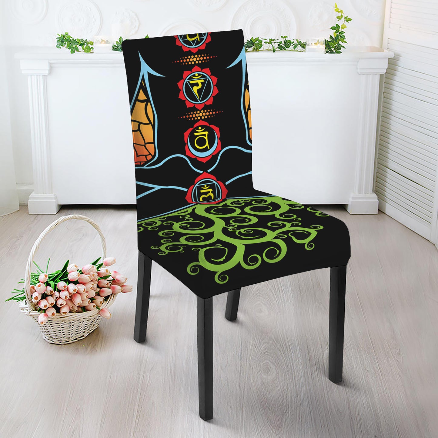 The Seven Chakras Print Dining Chair Slipcover