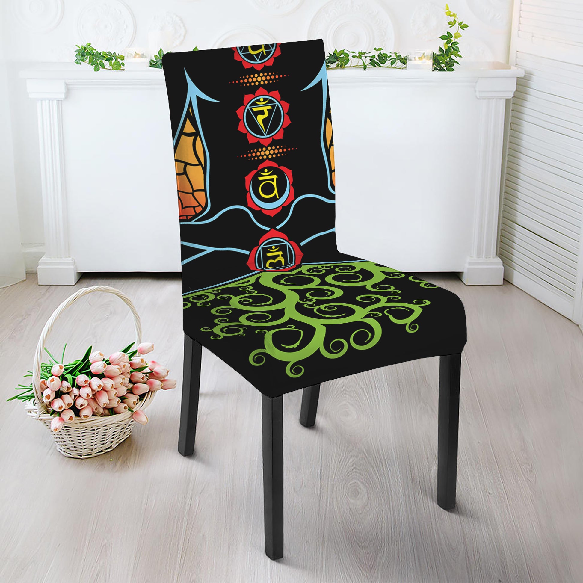 The Seven Chakras Print Dining Chair Slipcover
