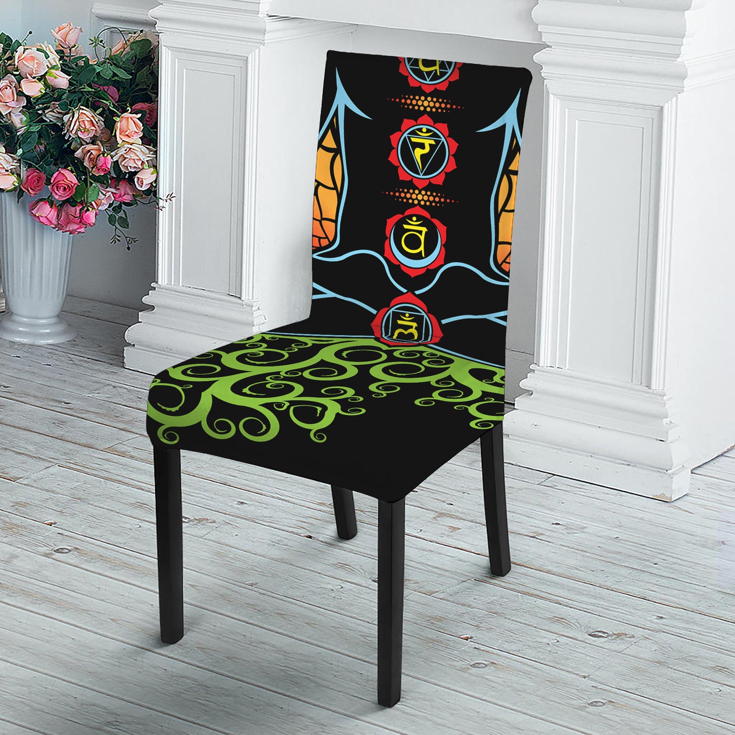 The Seven Chakras Print Dining Chair Slipcover