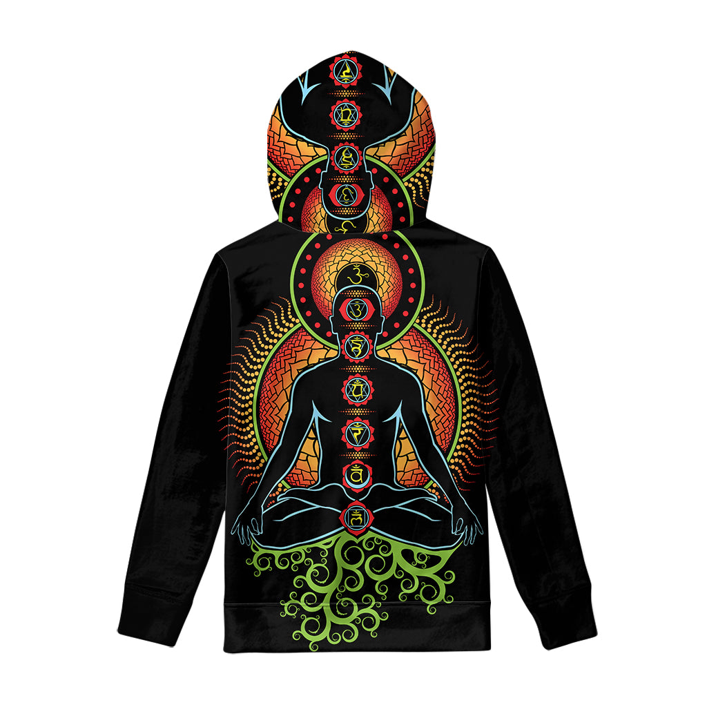The Seven Chakras Print Pullover Hoodie