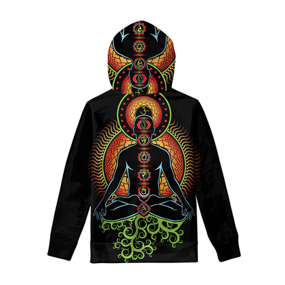 The Seven Chakras Print Pullover Hoodie