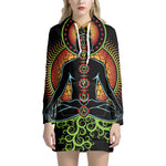The Seven Chakras Print Pullover Hoodie Dress