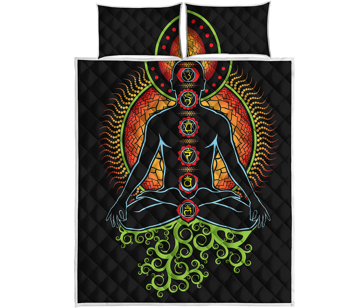 The Seven Chakras Print Quilt Bed Set