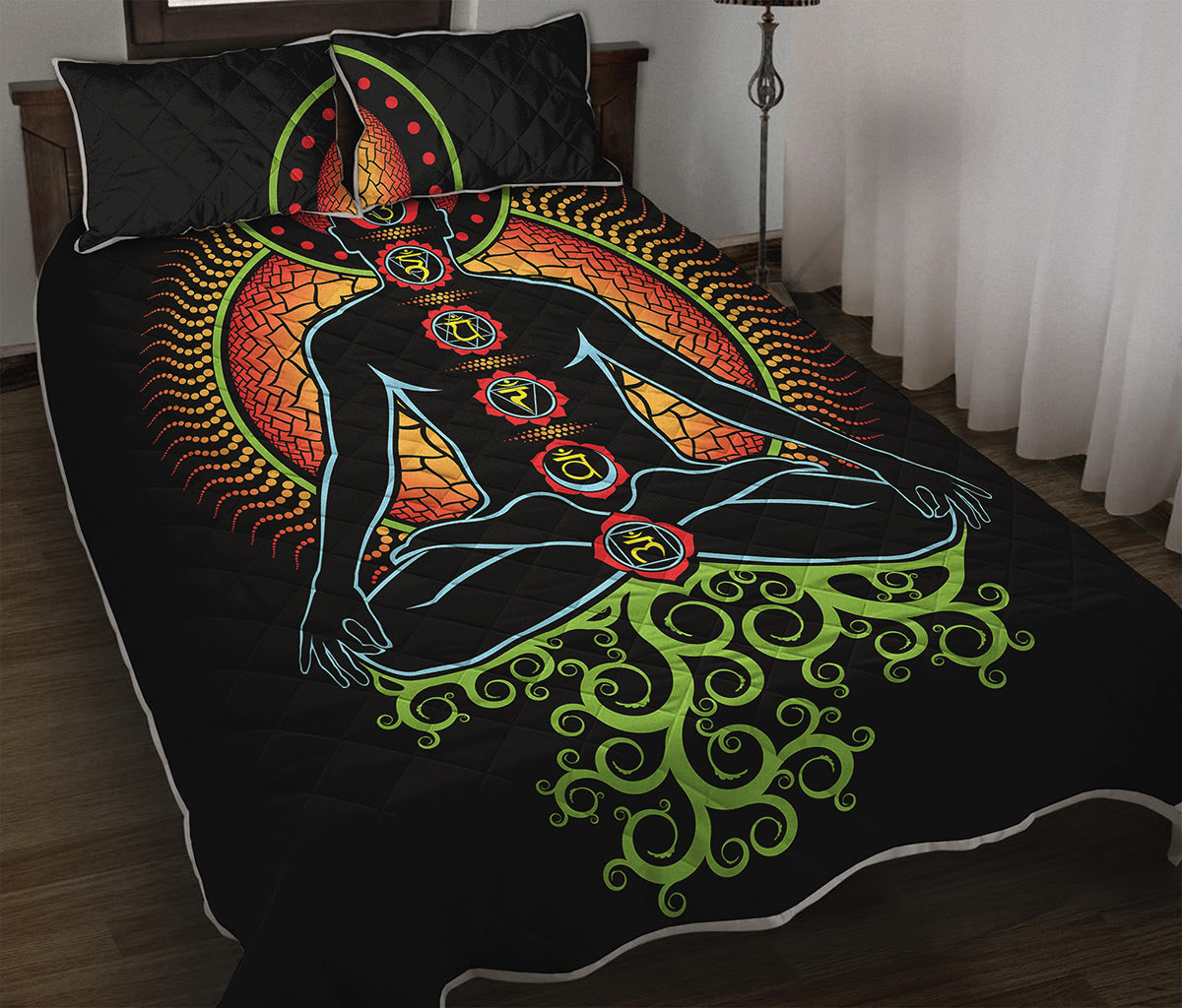 The Seven Chakras Print Quilt Bed Set