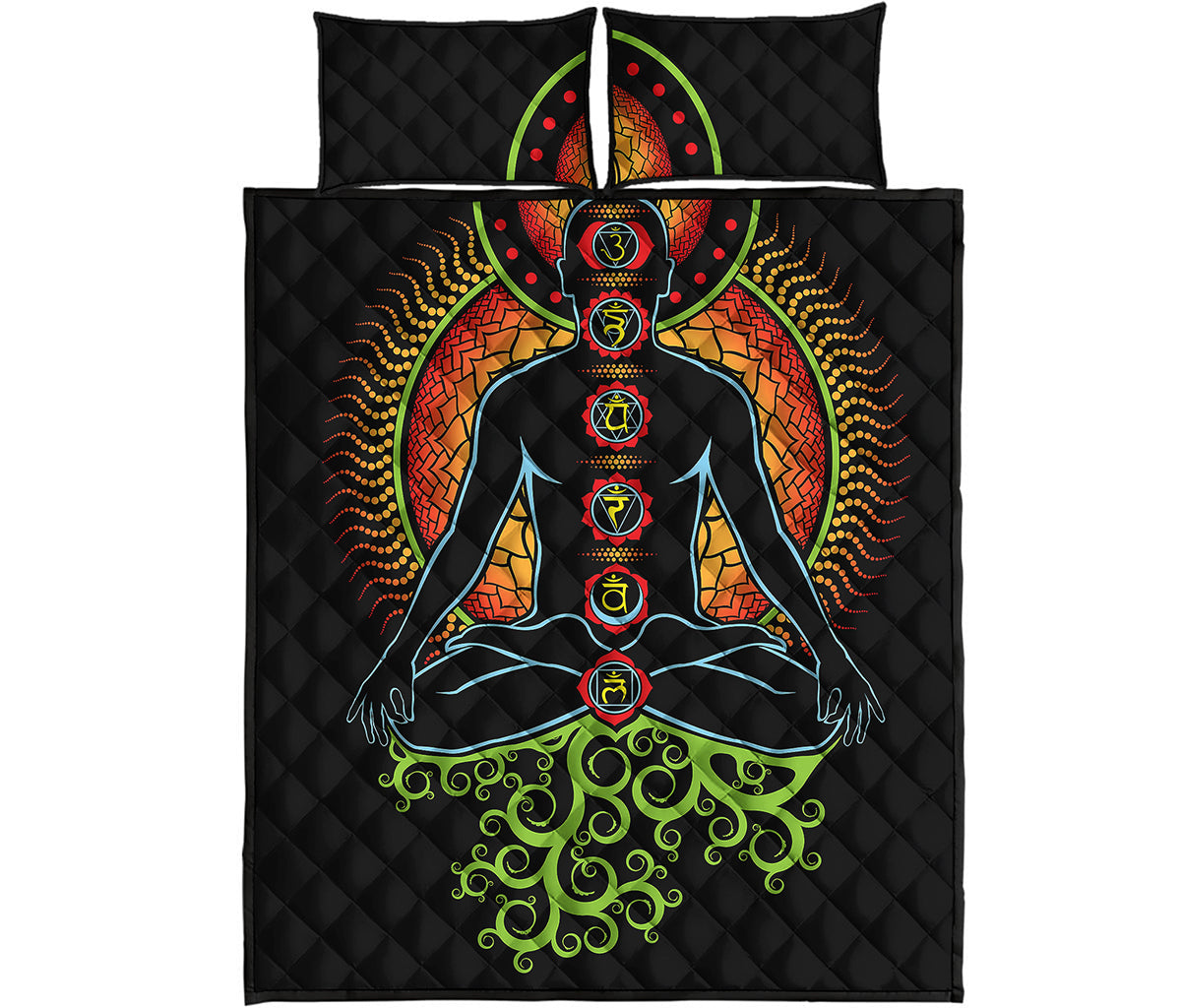 The Seven Chakras Print Quilt Bed Set