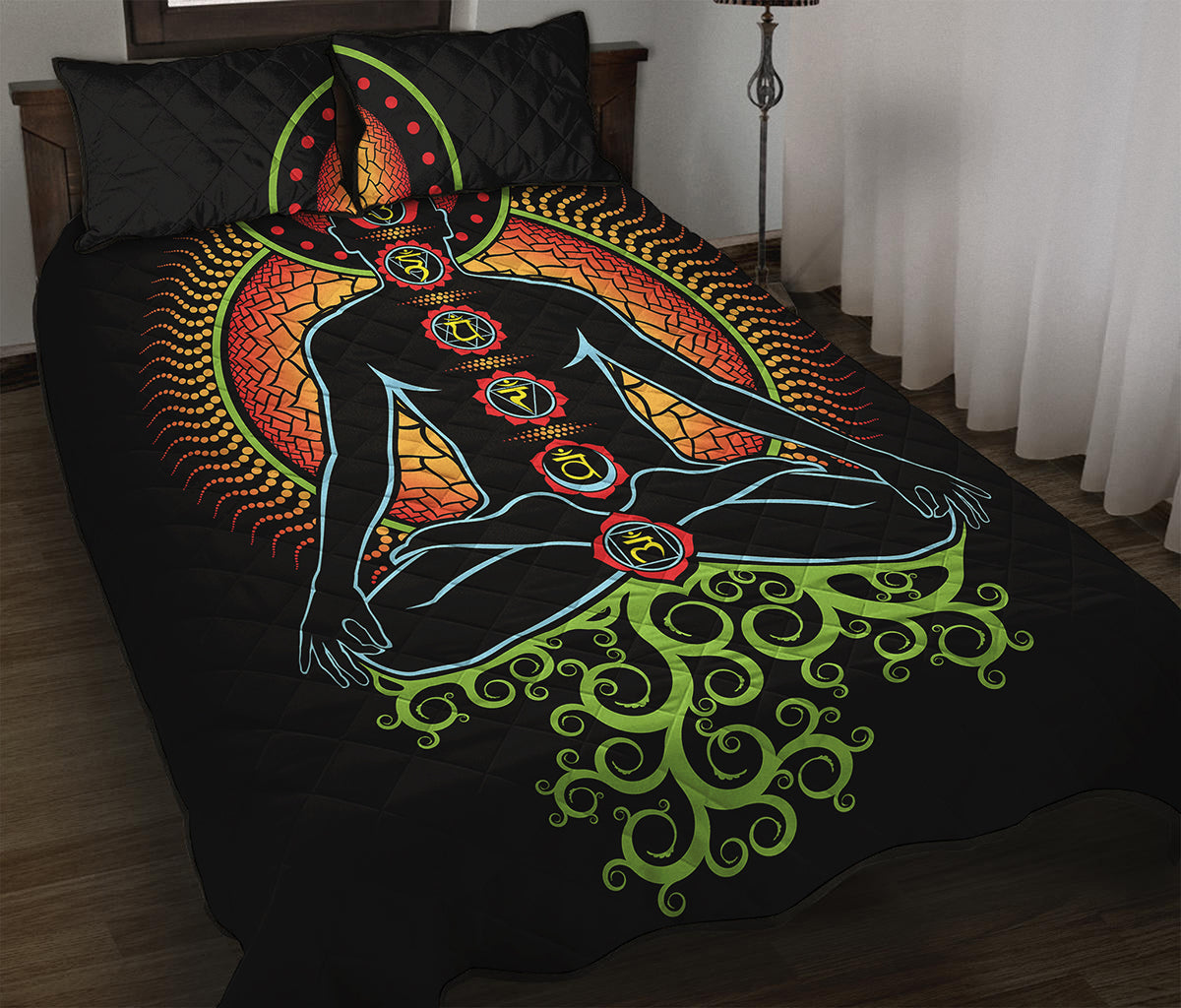 The Seven Chakras Print Quilt Bed Set