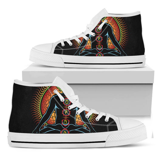 The Seven Chakras Print White High Top Shoes