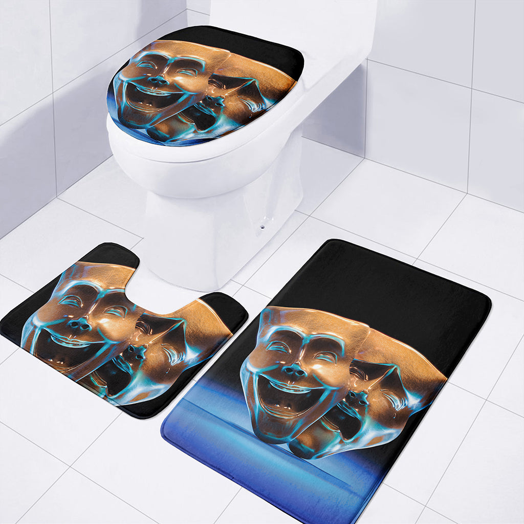 The Sock And Buskin Theatre Masks Print 3 Piece Bath Mat Set