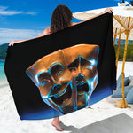 The Sock And Buskin Theatre Masks Print Beach Sarong Wrap