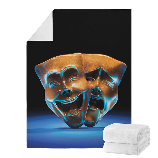 The Sock And Buskin Theatre Masks Print Blanket