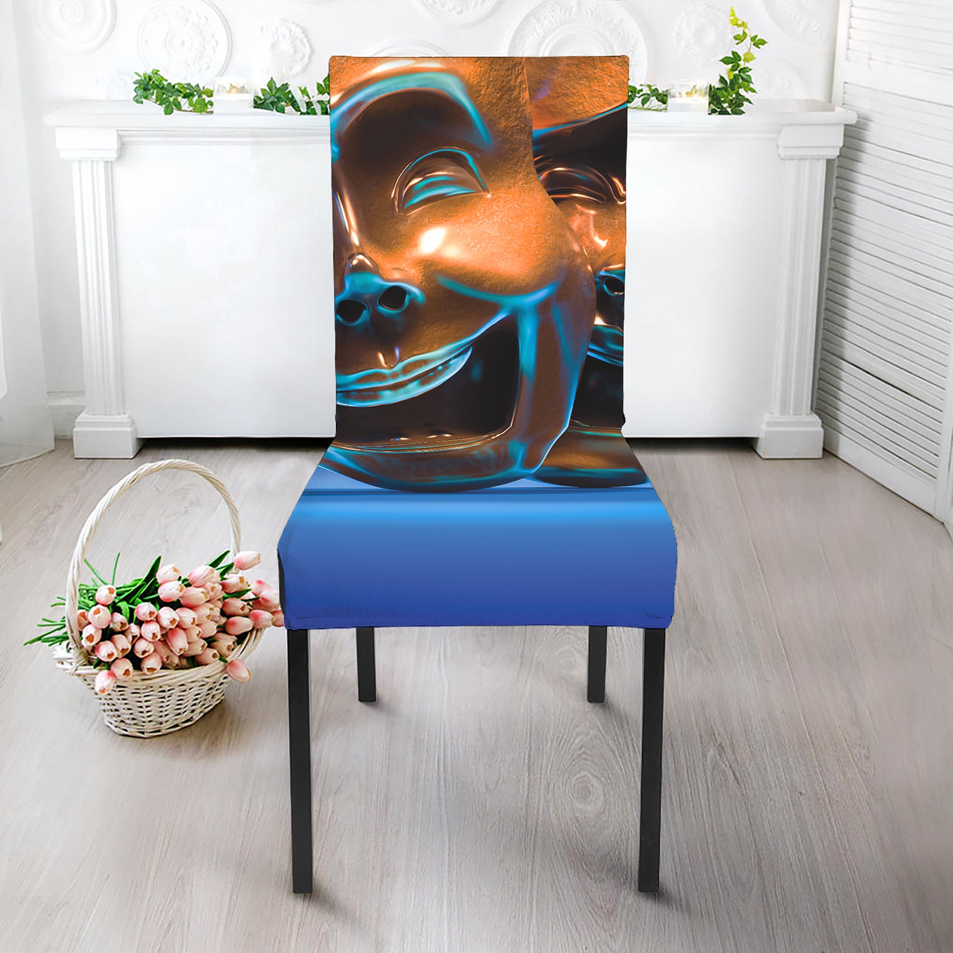 The Sock And Buskin Theatre Masks Print Dining Chair Slipcover