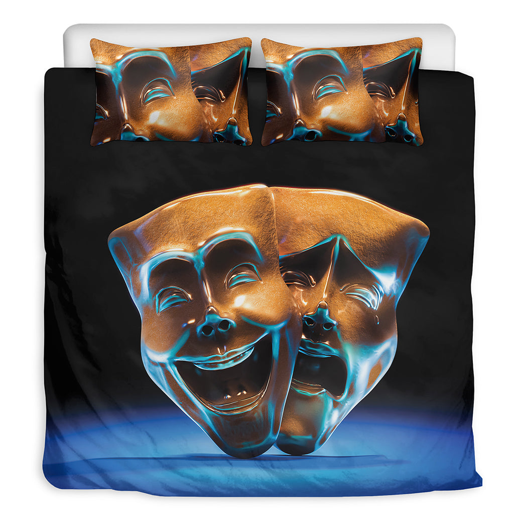 The Sock And Buskin Theatre Masks Print Duvet Cover Bedding Set