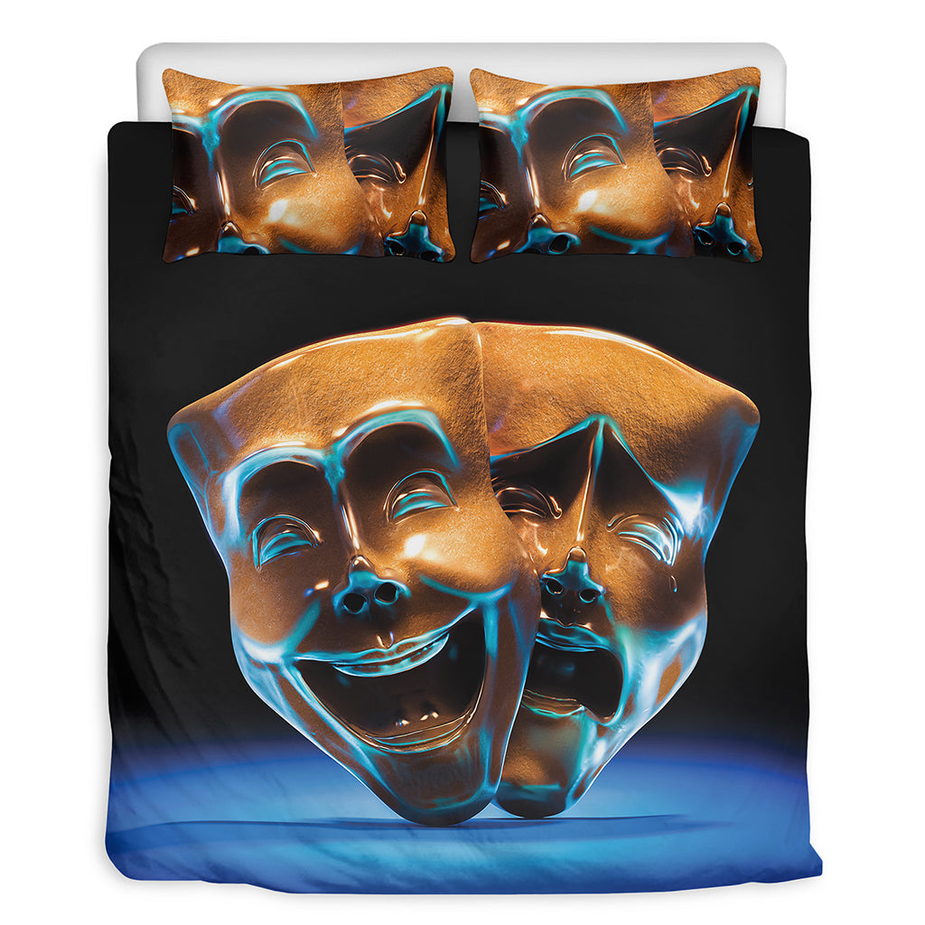 The Sock And Buskin Theatre Masks Print Duvet Cover Bedding Set