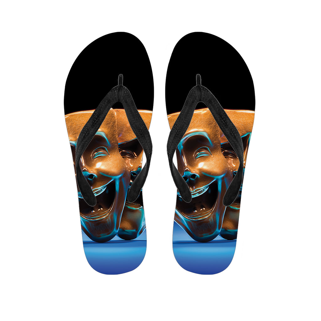 The Sock And Buskin Theatre Masks Print Flip Flops