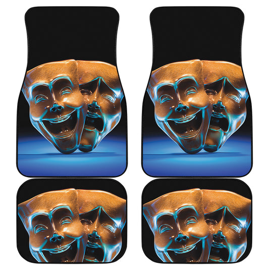 The Sock And Buskin Theatre Masks Print Front and Back Car Floor Mats