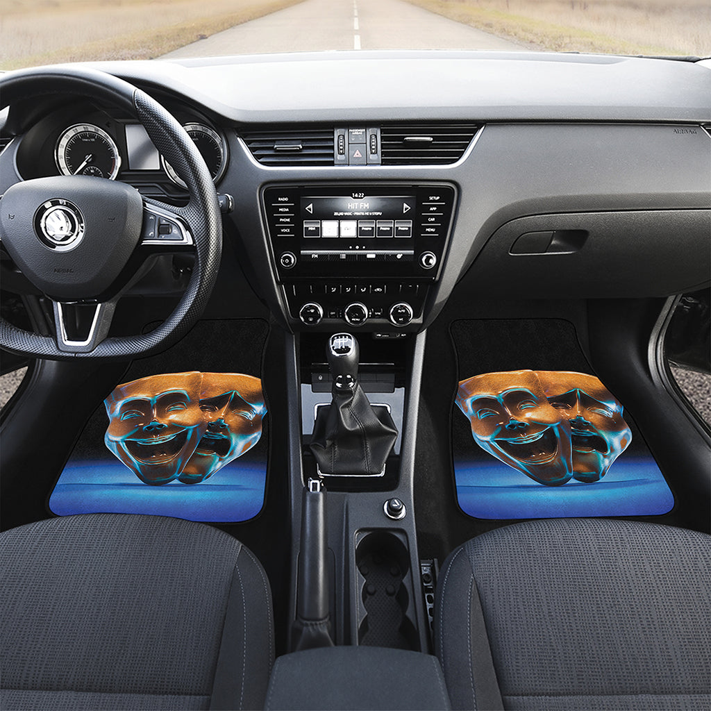 The Sock And Buskin Theatre Masks Print Front and Back Car Floor Mats