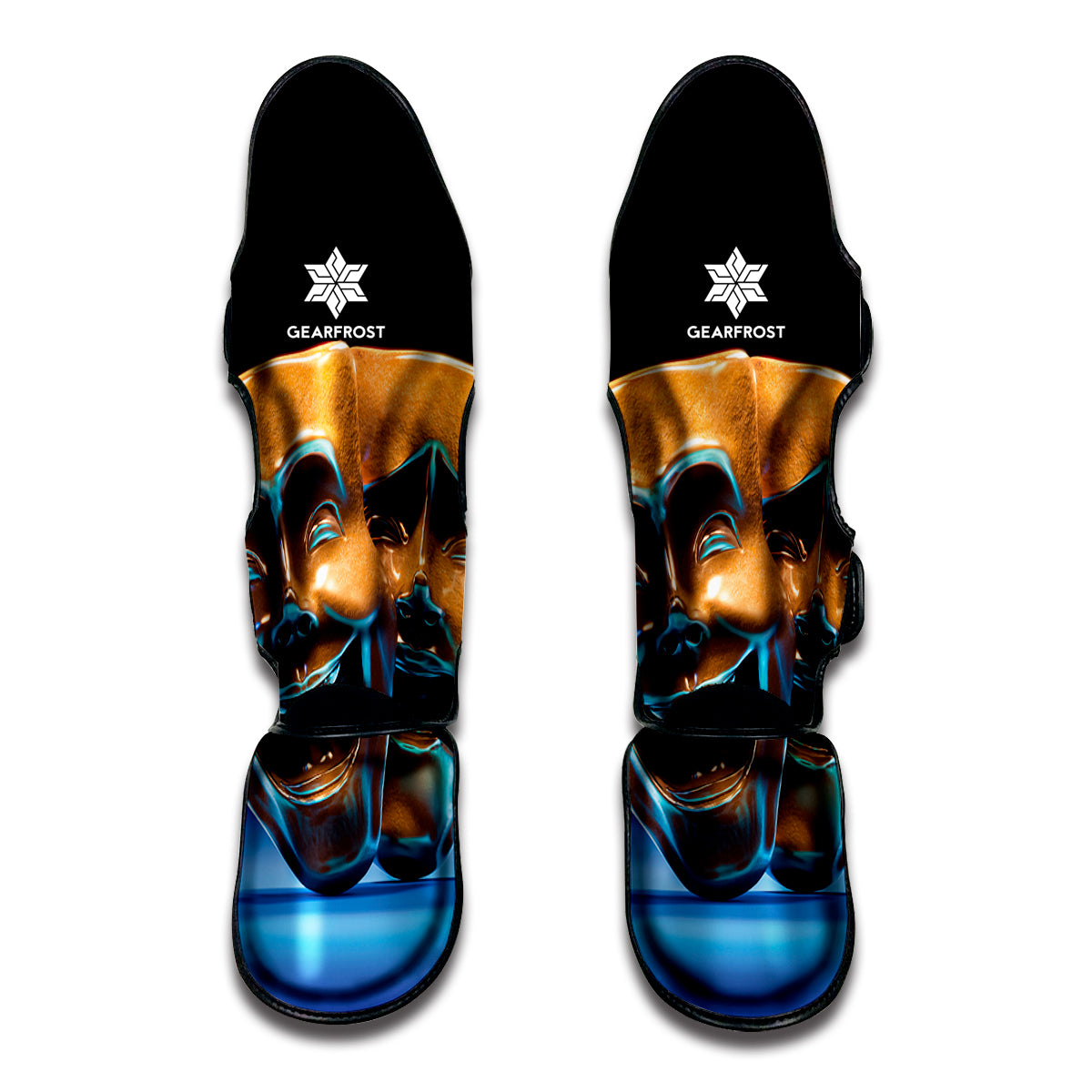 The Sock And Buskin Theatre Masks Print Muay Thai Shin Guard