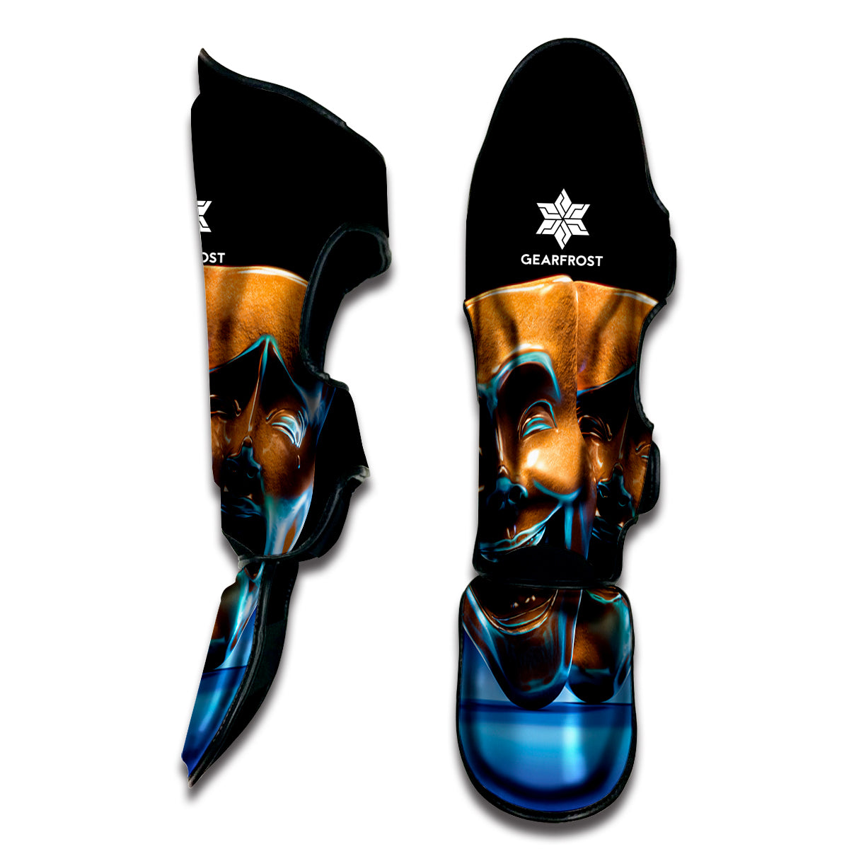 The Sock And Buskin Theatre Masks Print Muay Thai Shin Guard