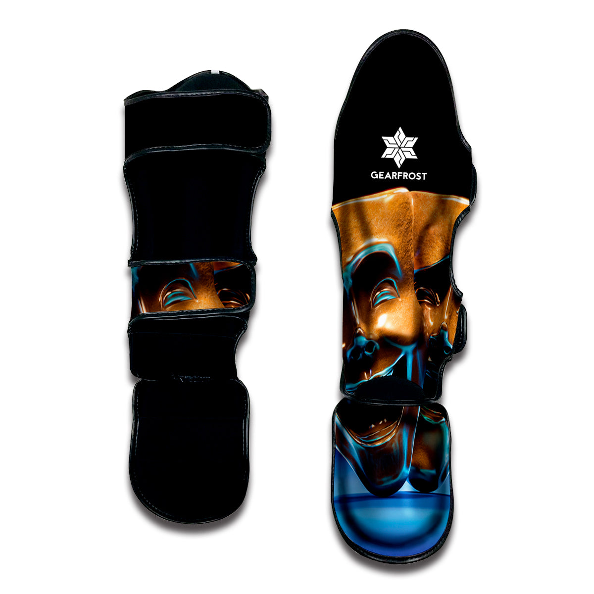 The Sock And Buskin Theatre Masks Print Muay Thai Shin Guard