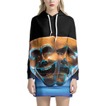 The Sock And Buskin Theatre Masks Print Pullover Hoodie Dress