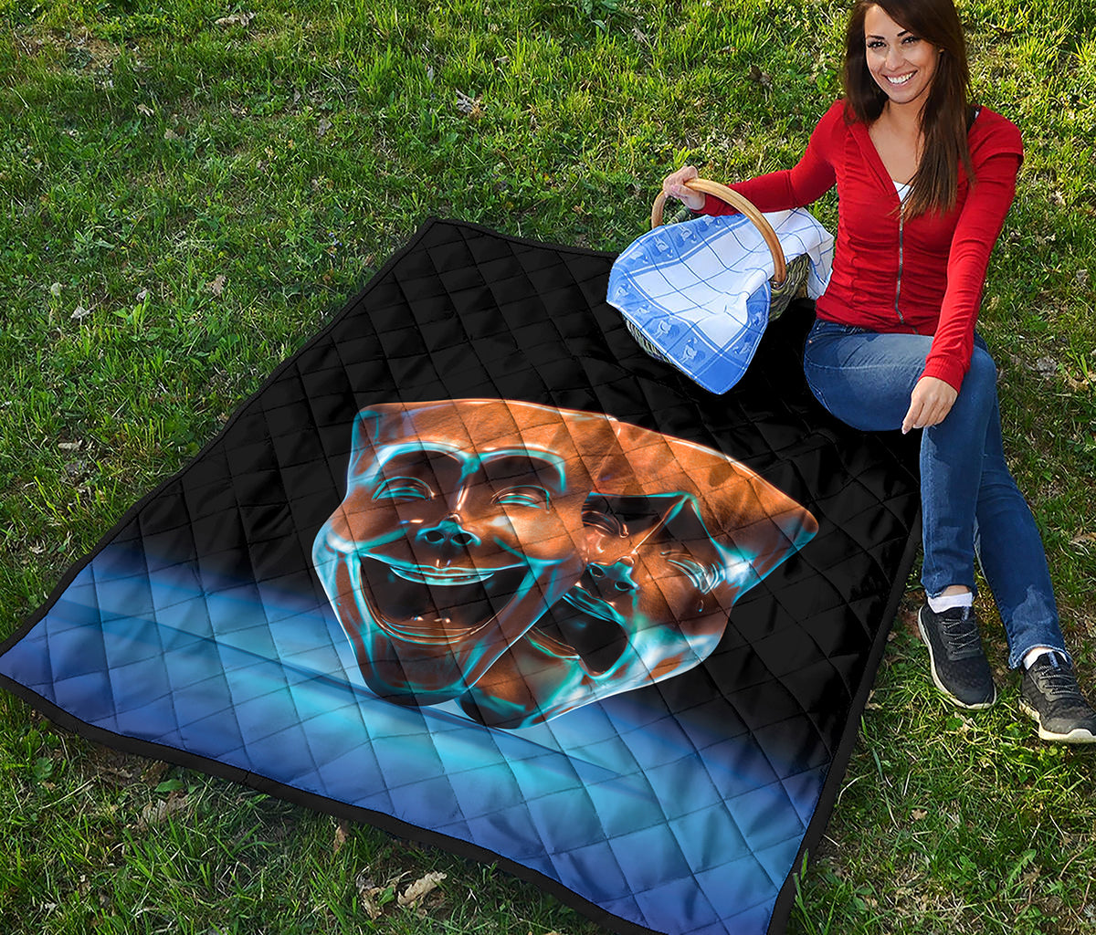 The Sock And Buskin Theatre Masks Print Quilt