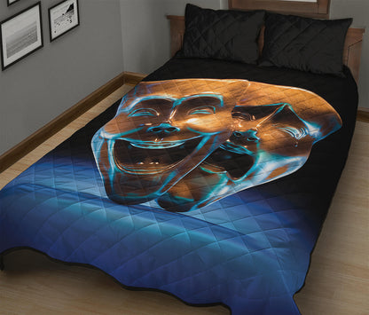 The Sock And Buskin Theatre Masks Print Quilt Bed Set