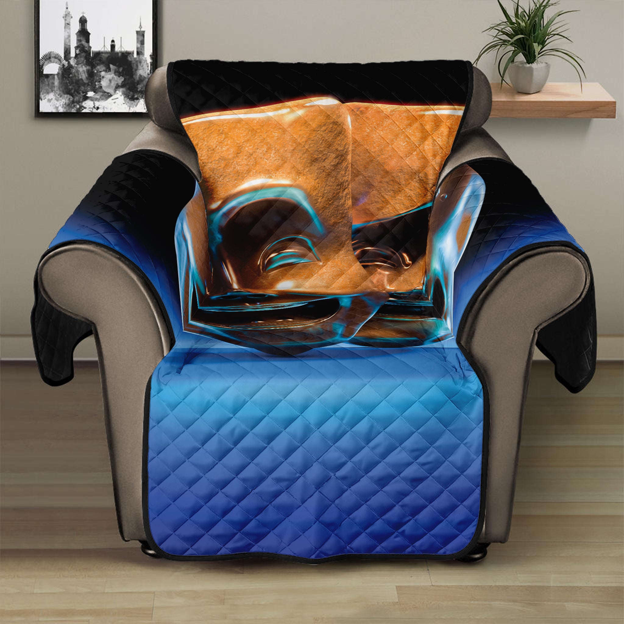 The Sock And Buskin Theatre Masks Print Recliner Protector