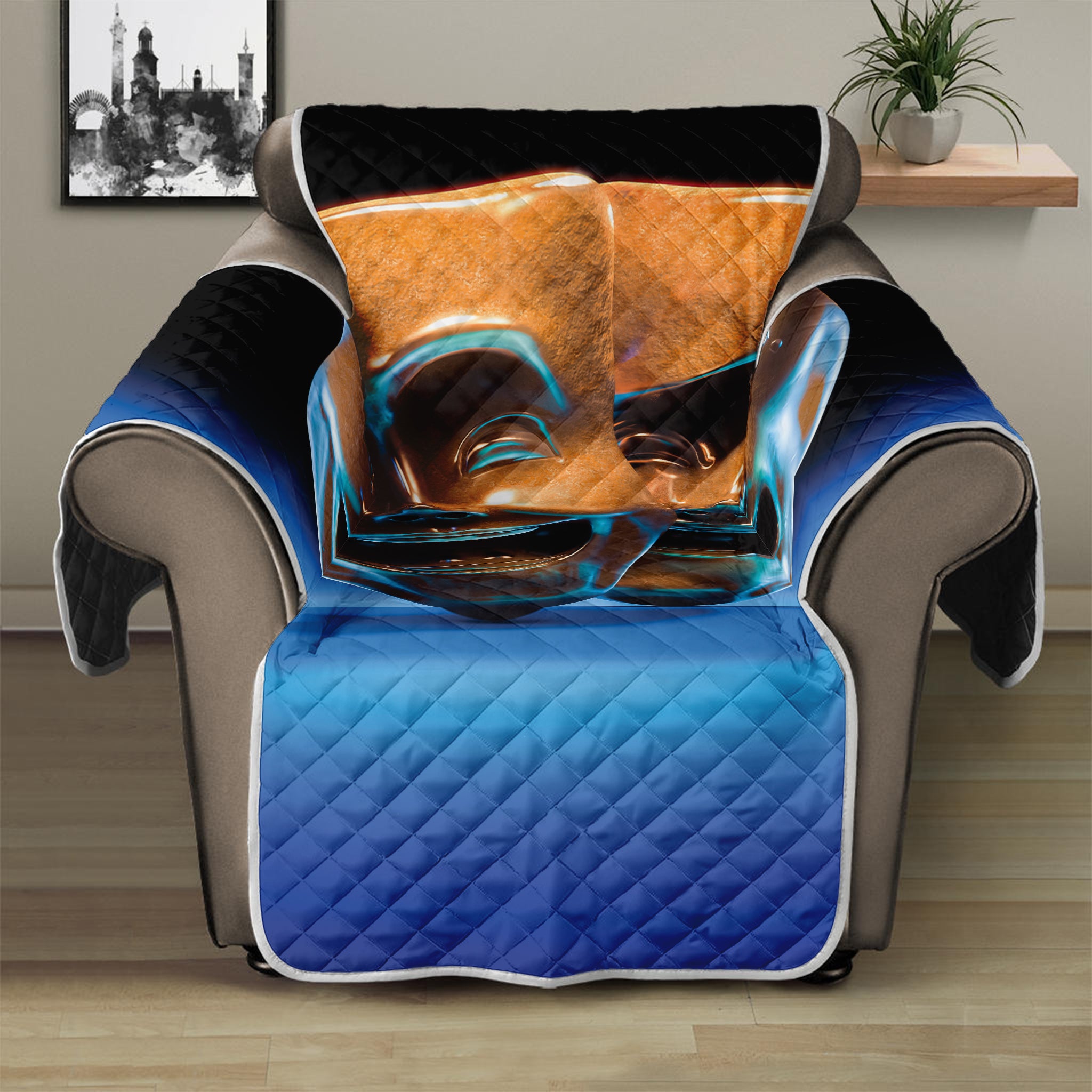 The Sock And Buskin Theatre Masks Print Recliner Protector