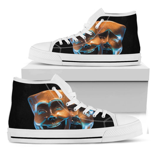 The Sock And Buskin Theatre Masks Print White High Top Shoes