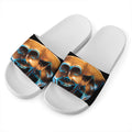 The Sock And Buskin Theatre Masks Print White Slide Sandals