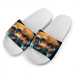 The Sock And Buskin Theatre Masks Print White Slide Sandals