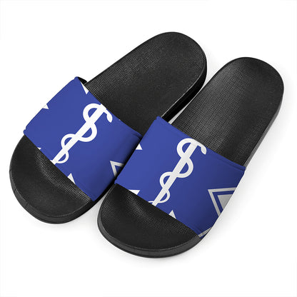 The Star Of Life Paramedic Symbol Print Black Slide Sandals