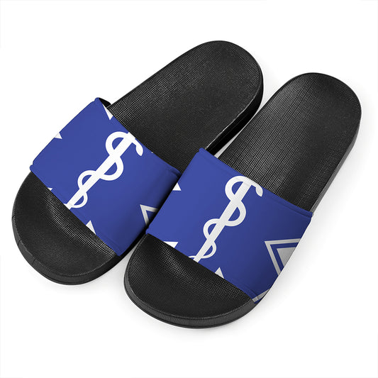 The Star Of Life Paramedic Symbol Print Black Slide Sandals