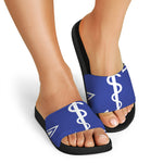 The Star Of Life Paramedic Symbol Print Black Slide Sandals