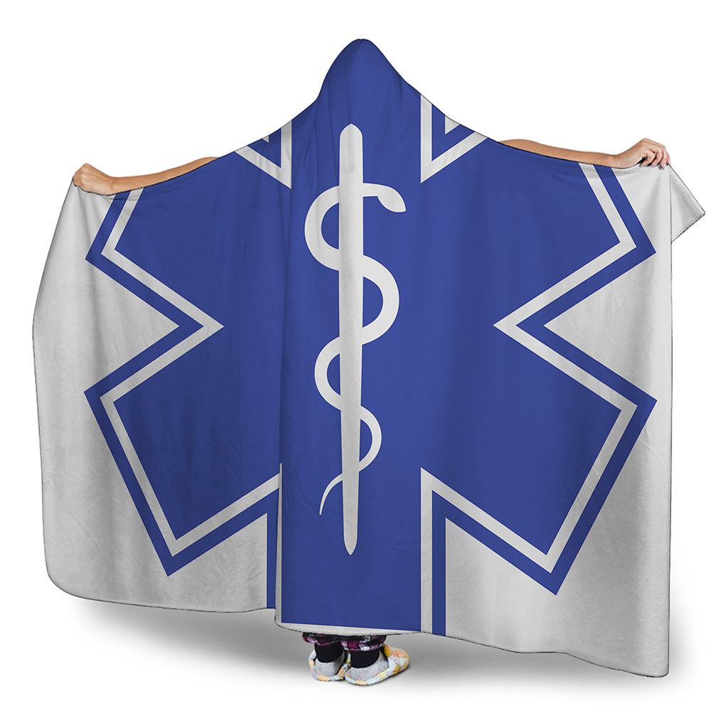 The Star Of Life Paramedic Symbol Print Hooded Blanket