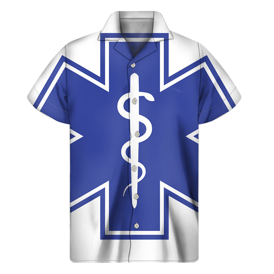 The Star Of Life Paramedic Symbol Print Men's Short Sleeve Shirt