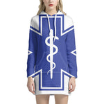 The Star Of Life Paramedic Symbol Print Pullover Hoodie Dress