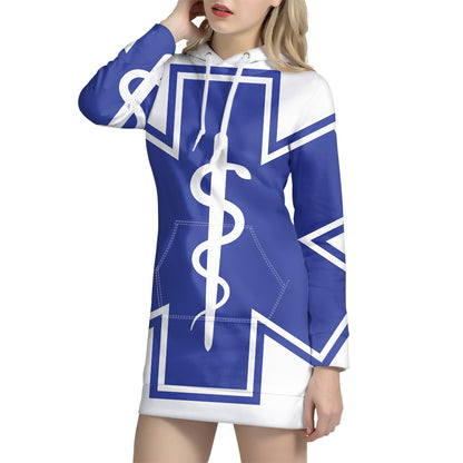 The Star Of Life Paramedic Symbol Print Pullover Hoodie Dress