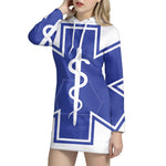 The Star Of Life Paramedic Symbol Print Pullover Hoodie Dress