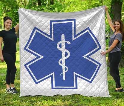 The Star Of Life Paramedic Symbol Print Quilt