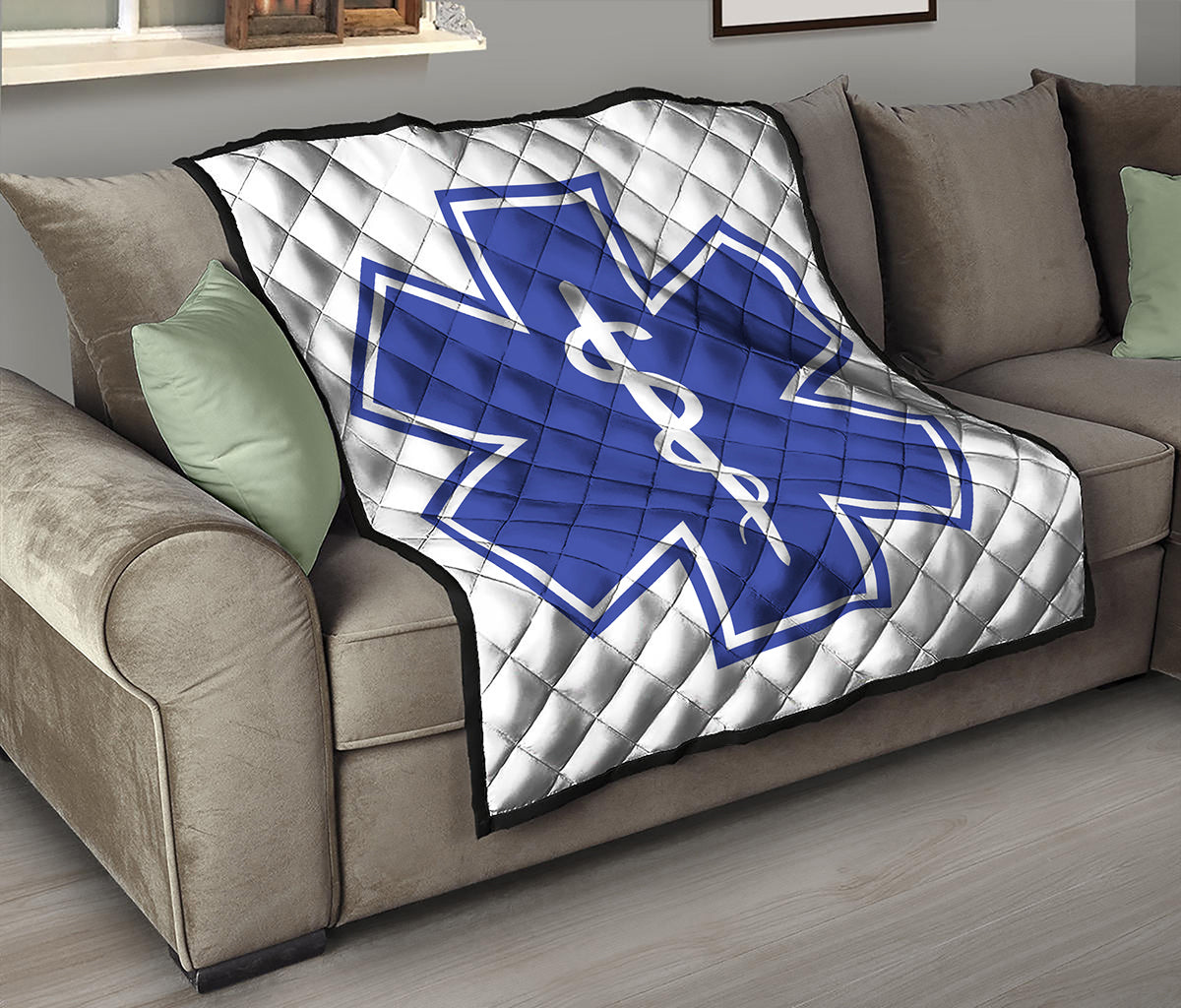 The Star Of Life Paramedic Symbol Print Quilt