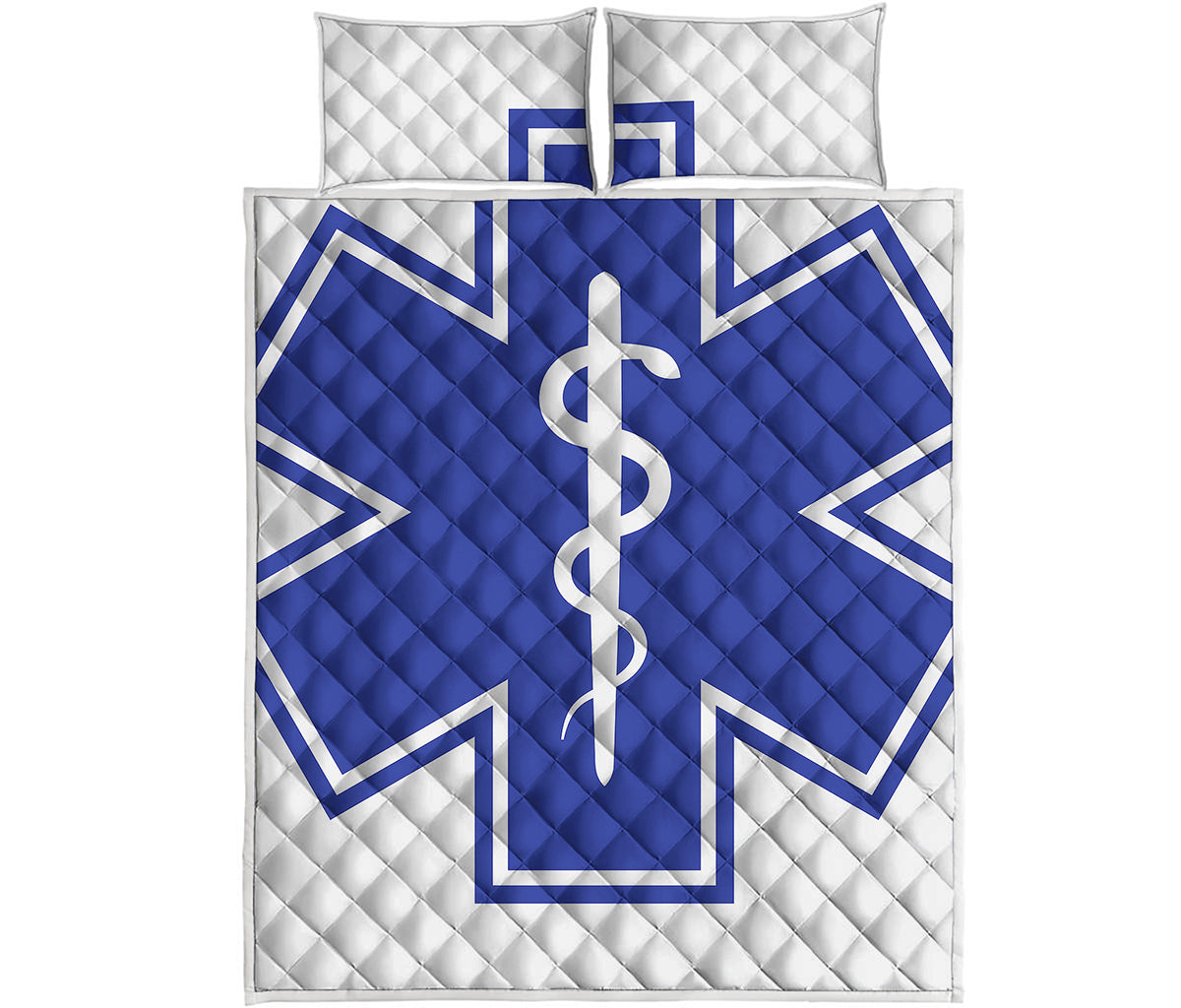 The Star Of Life Paramedic Symbol Print Quilt Bed Set