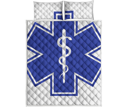 The Star Of Life Paramedic Symbol Print Quilt Bed Set