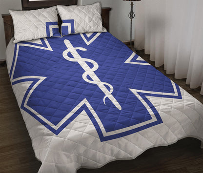 The Star Of Life Paramedic Symbol Print Quilt Bed Set