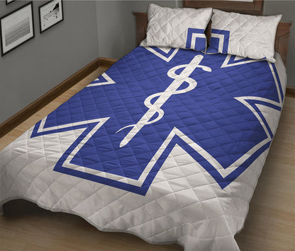 The Star Of Life Paramedic Symbol Print Quilt Bed Set