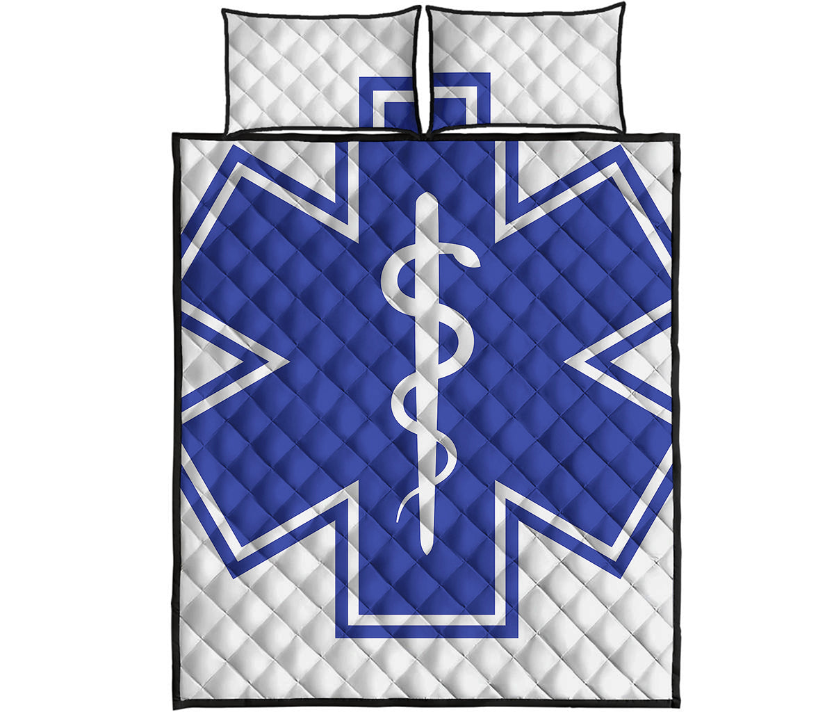 The Star Of Life Paramedic Symbol Print Quilt Bed Set