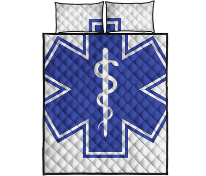 The Star Of Life Paramedic Symbol Print Quilt Bed Set